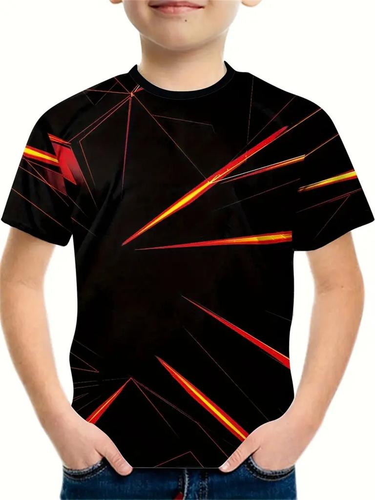 Футболка с принтом Simple Letter 3D, детская одежда с коротким рукавом, модная футболка для мальчиков, детская одежда для мальчиков