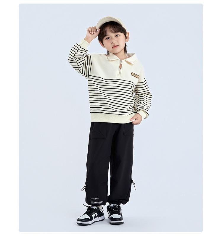 Kids' Windproof Woven Cuffed Casual Pants - 2025 Autumn Korean Style