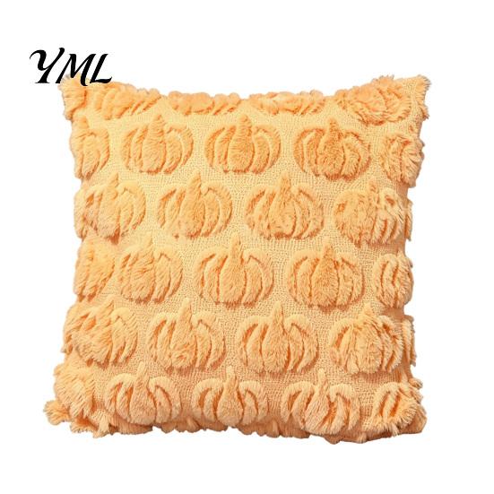 Farmhouse Fall Pillow Covers Plush Pumpkin Cushion Cover, Halloween Throw 18 x Inches Maple Leaf Case for Sofa Couch Cozy Decor Unique Home