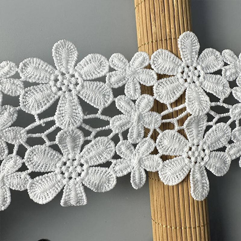 2Yards Exquisite Lace Cotton Embroidery Ribbon Lace Trim Skirt Sewing Accessories Clothing Decorative Materials High Quality New