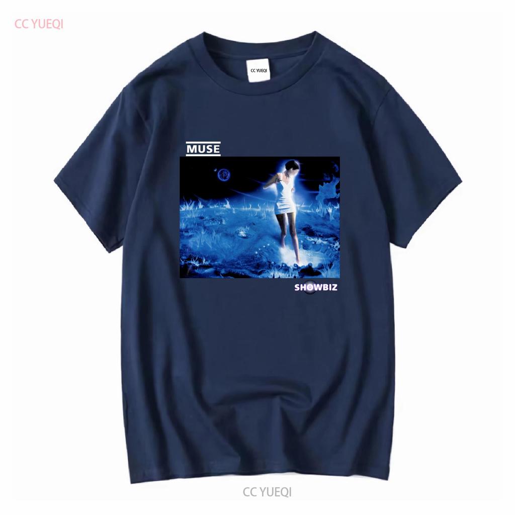 MUSE Showbiz Футболка Хлопок Черный Мужская Полный Размер S - 3XL HC2204 с длинным рукавом винтажная Стирка Растягивающаяся с принтом Универсальная