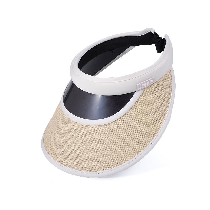 Летняя солнцезащитная шляпа с пустым верхом, корейская версия, универсальная шляпа с жемчугом, женская виниловая шляпа с большим карнизом и повязкой на голову, солнцезащитная шляпа