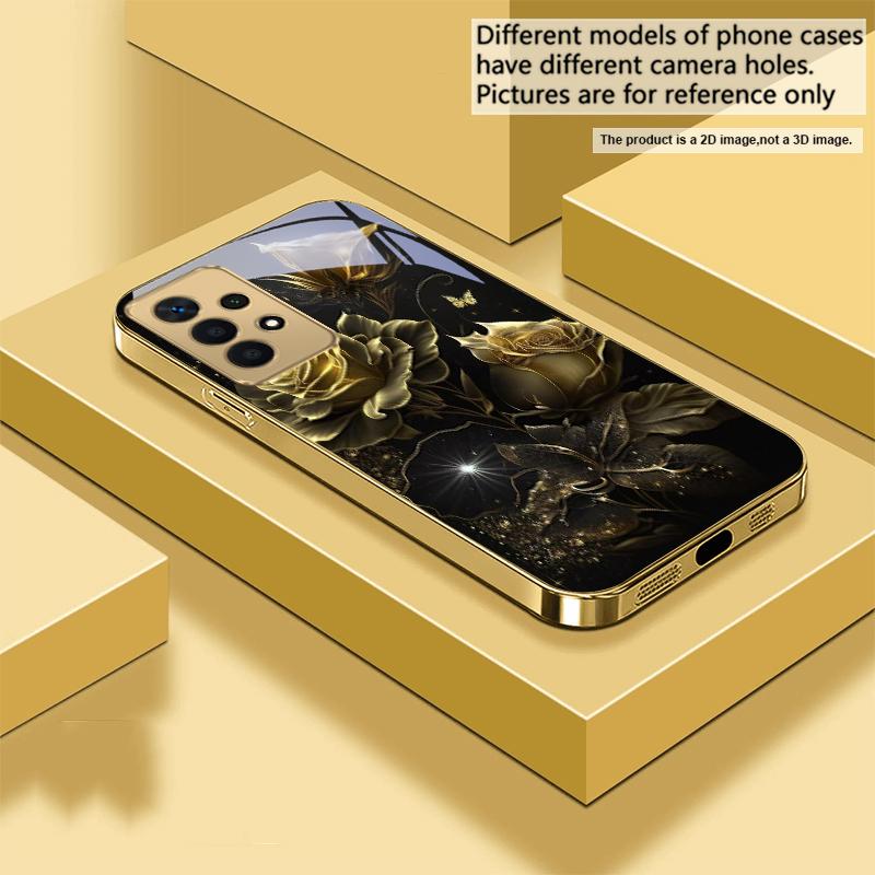 Блеск, как драгоценный камень, Для Samsung A 01 52S A04 A05S A10 A12 A13 22 23 24 36 42 M02 Note 10 20Ultra 8 9 Золотой стеклянный чехол для телефона