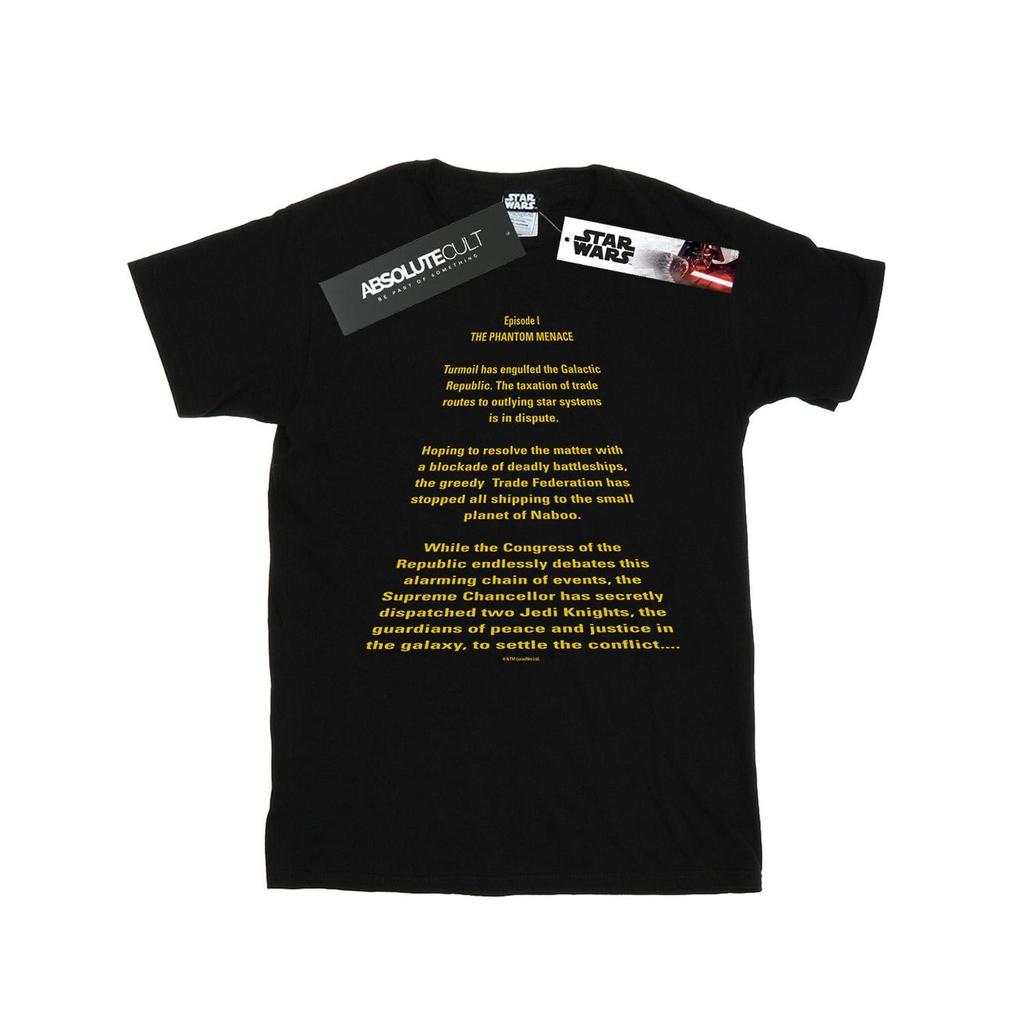 Star Wars Womens/Ladies The Phantom Menace Opening Crawl Cotton Boyfriend T-Shirt