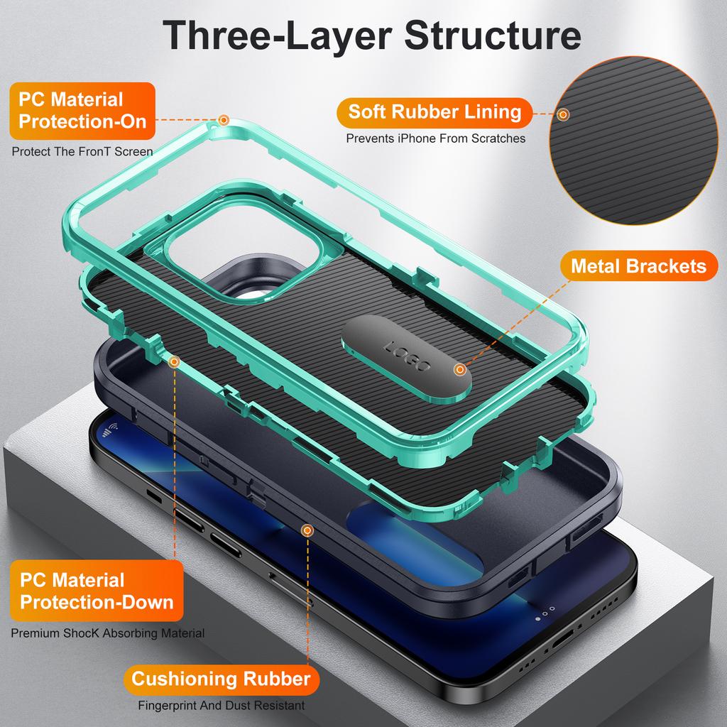 Heavy Armor Shockproof Defend Case For iPhone 13 Pro Max 12 14 Pro Max 11 6 7 8 14 Plus SE 2022 X Xs XR Metal Bracket Back Cover