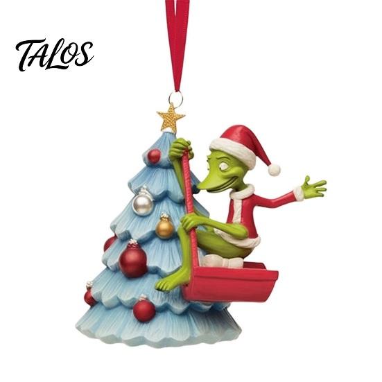 Christmas Tree Hanging Ornaments Green Elf Ornament, Flat Acrylic Pendant Decorations for Car Rearview Mirror Backpack, Festive Holiday Unique