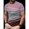 Summer Round Neck 3D Contrast Color Print Top Fashionable Casual Short Sleeved Men's T-shirts