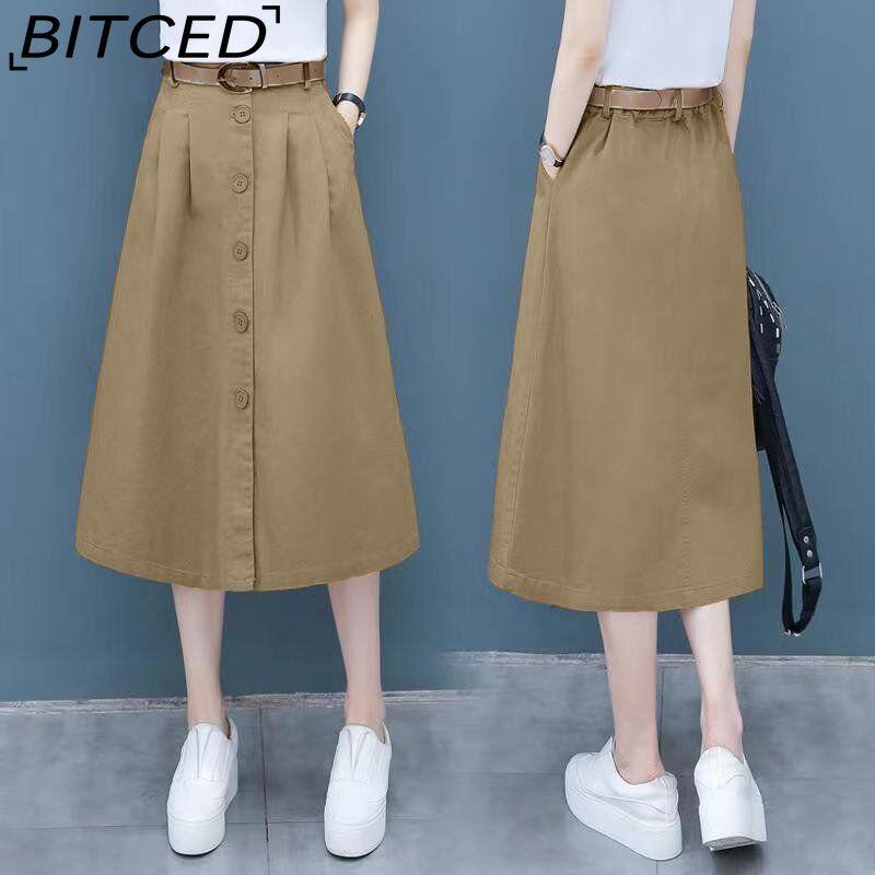 BITCED Women's Fashion Casual Skirt Solid Color Print Summer Spring Short Skirt