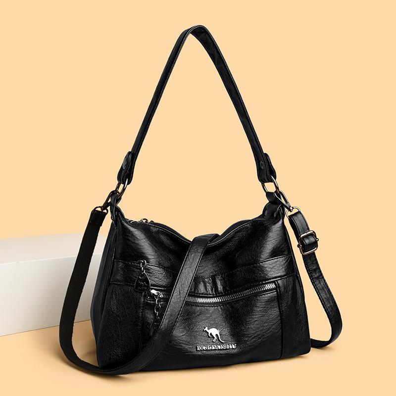 Сумка на плечо из мягкой кожи в стиле легкой роскоши, простая, универсальная, большой вместимости, модная, ретро, сумка-мессенджер, средняя женская сумка