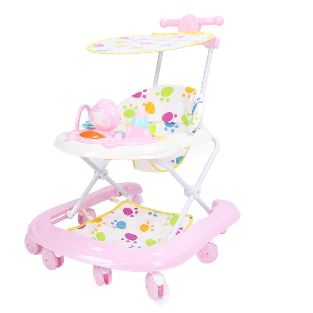 Baby Activity Walker Multi Functional Anti Drop Light Musical 8 Wheels Infant Activity Walker