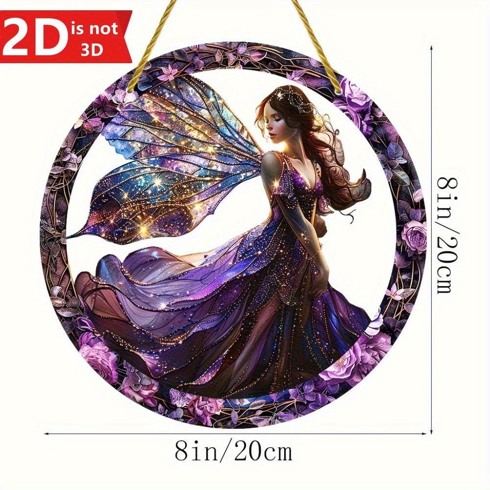 Богемный ловец солнца Эльф. Витражная табличка с феей для украшения сада, дома и комнаты.