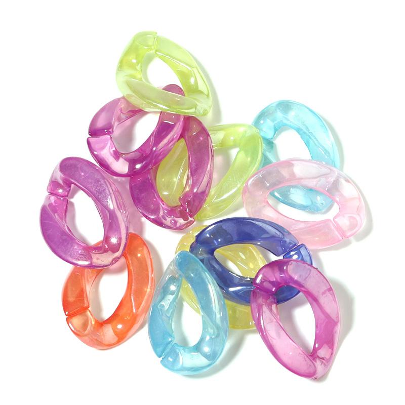20pcs Ins Retro Rainbow Buckle Acrylic Long Chain Beads For Men Women Curb Cuban Link Jewelry Making DIY Bracelet Necklace