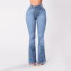 Women  Elastic Plus Loose Denim Pocket Button Casual Boot Cut Pant  Jeans