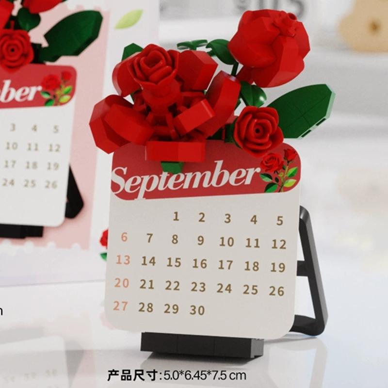 Новый DIY Календарь Время Дата Цветок Роза Подсолнух Фаленопсис Слива Набор Строительных Блоков Кирпичи Модель Детская Игрушка Подарок
