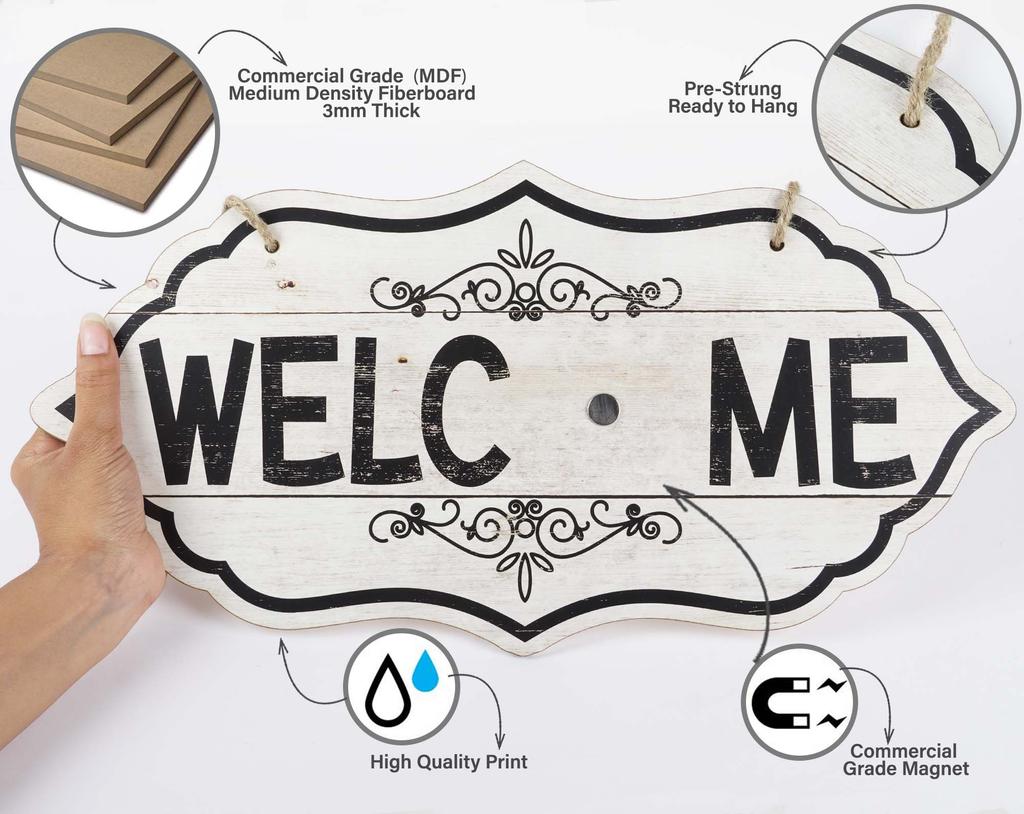 Inkdotpot Приветственный знак, украшения для входной двери, подвесные деревенские деревянные сезонные праздничные украшения, подарок на новоселье, настенный подвес 18 дюймов