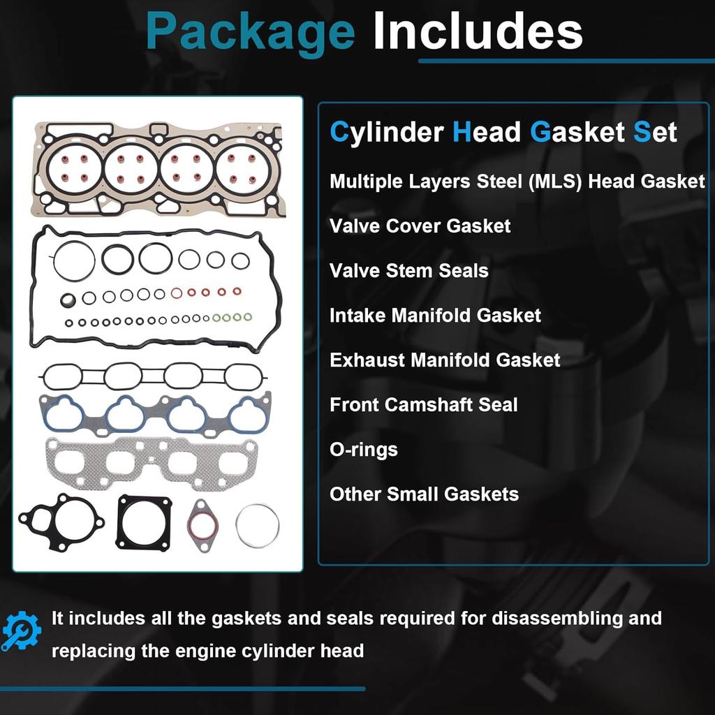 AUCERAMIC Cylinder Head Gasket Set Fit for 2007-2012 Nissan Sentra Altima 2014-2015 Nissan Rogue Select 2008-2013 Rogue MLS Valve Cover Gasket 2.5L
