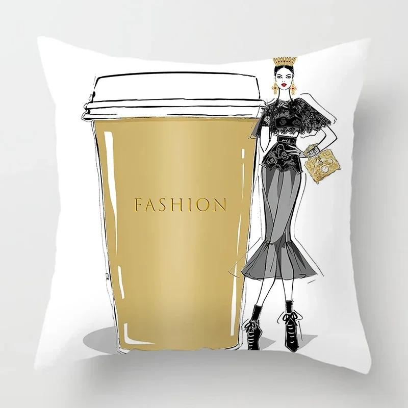 Скандинавская мода Чехол для подушки в виде чашки для воды Женский любимый x Чехол для подушки Наволочка Декор для дивана Домашний декор Декор для гостиной x