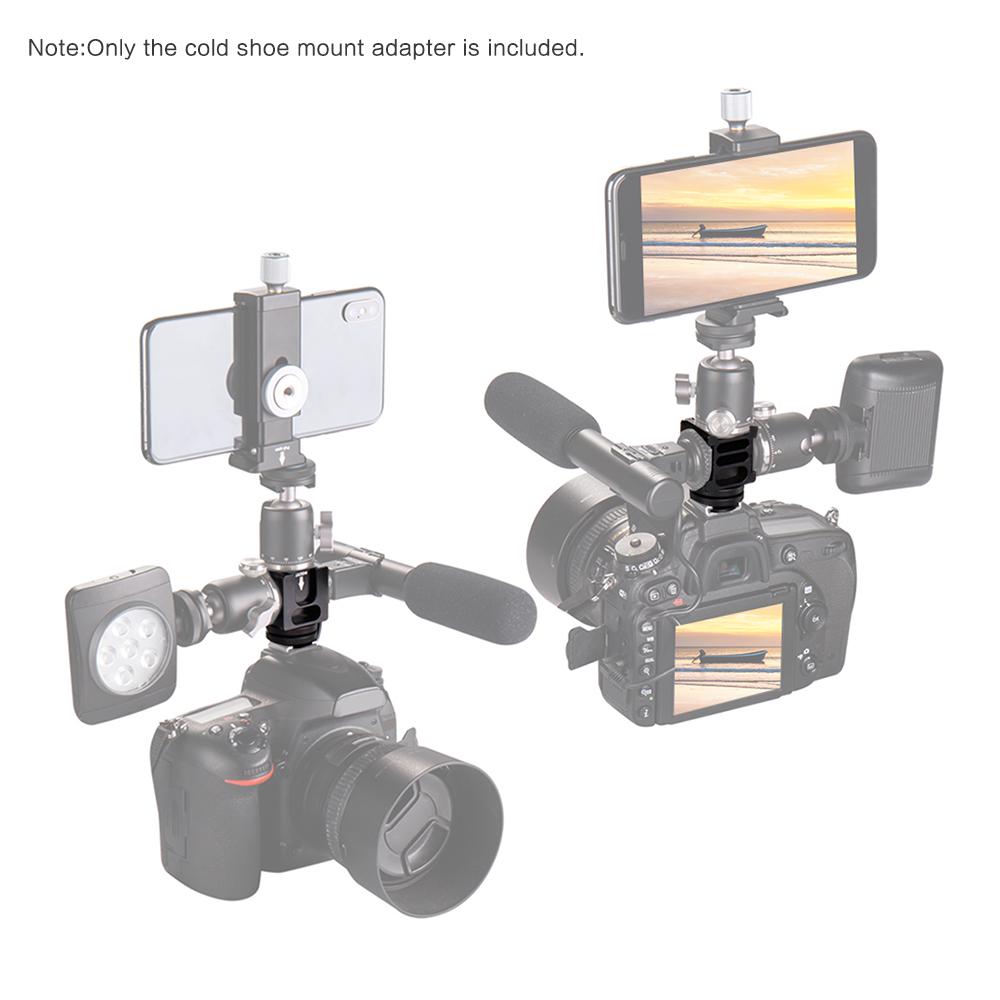Universal Aluminium Alloy Cold Shoe Camera Mount Adapter with 4 Cold Shoe Mount 1/4 Inch Screw
