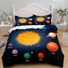 Cartoon Planet King Queen Duvet Cover Solar System Galaxy Universe Bedding Set Fantastic Space Star 2/3pcs Polyester Quilt Cover