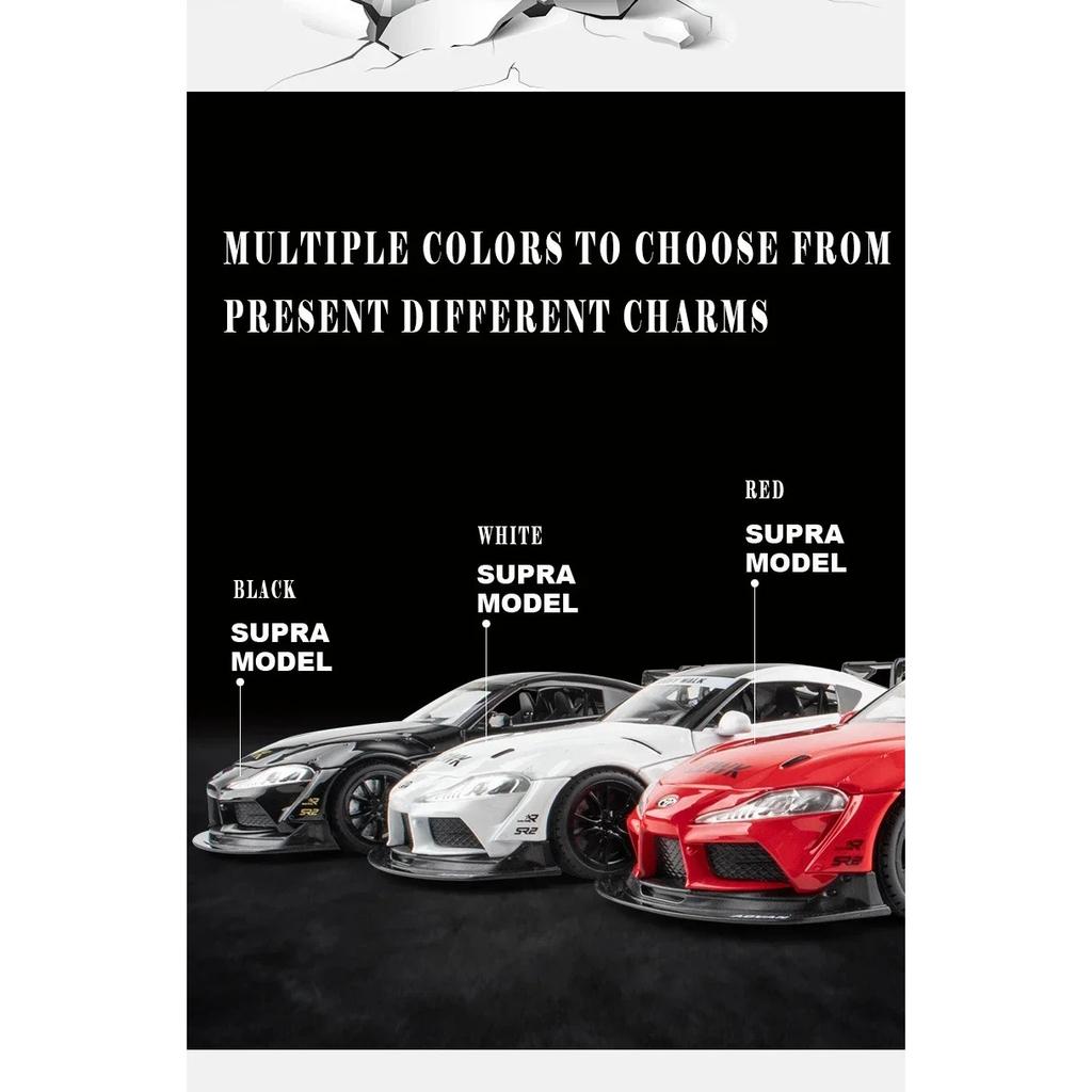 1/22 масштаб Toyota Supra спортивная машина литая модель автомобиля металлическая коллекционная модель игрушечная машинка со звуком и светом подарок для мальчиков