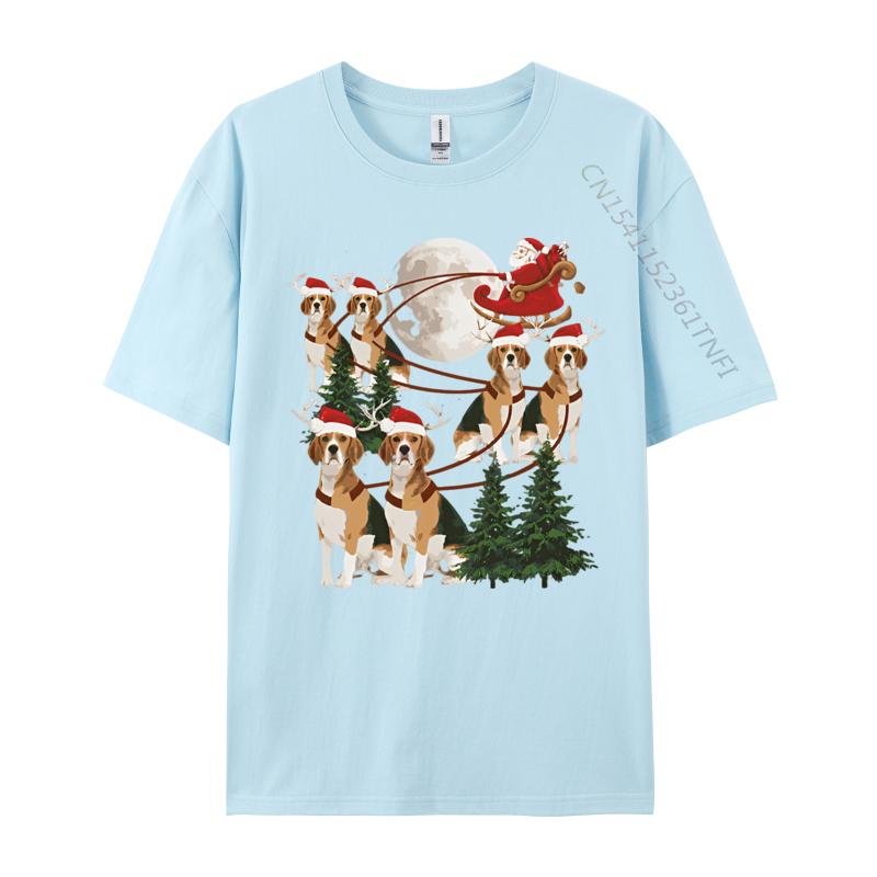 Green And White Graphic T Shirt Beagle Reindeer Christmas Dog Riding Tshirt Black Tops Shirt Fitted Cotton Student T Shirts