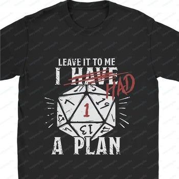 Men's D20 Dice Tabletop RPG T-Shirt Leave It To Me I Have A Plan Casual Gamer Tee Short Sleeve Gift Dungeons & Dragons Fans