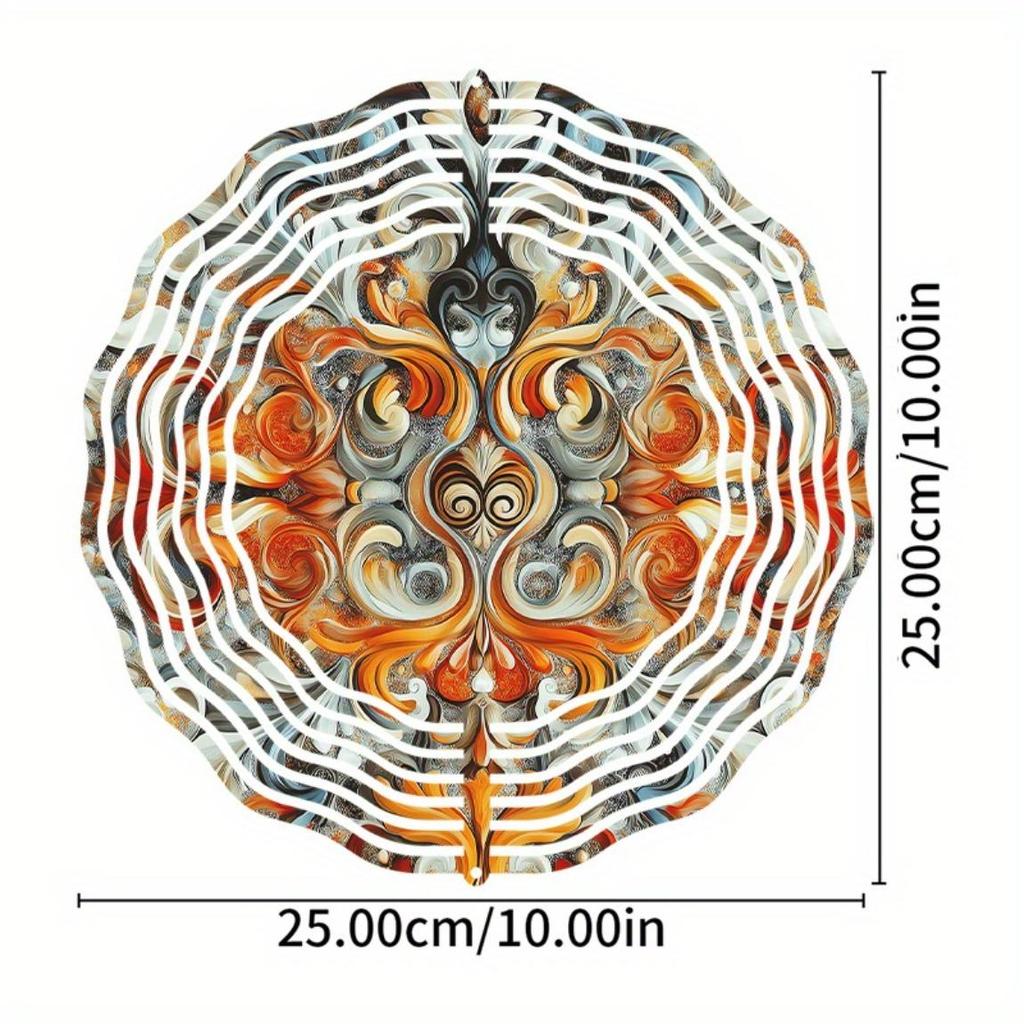 Metal Wind Spinner Garden Decor Vibrant Ethnic Design Circular Transparent Wind Chime for Patio Backyard Holiday Gift Thanksgiving Christmas