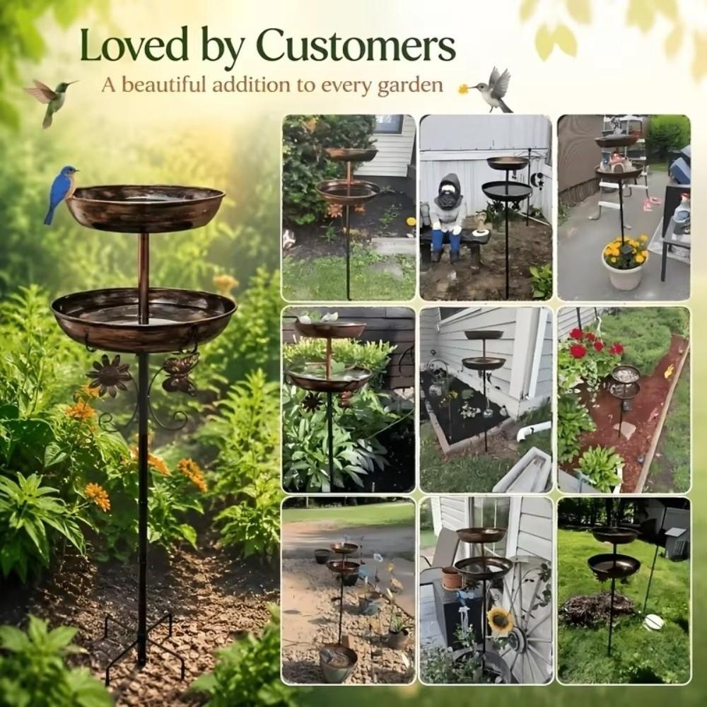 Dual-Layer Design Bird Bath Feeder Set Metal Outdoor Bird Bath New Metal Bird Bath For Garden