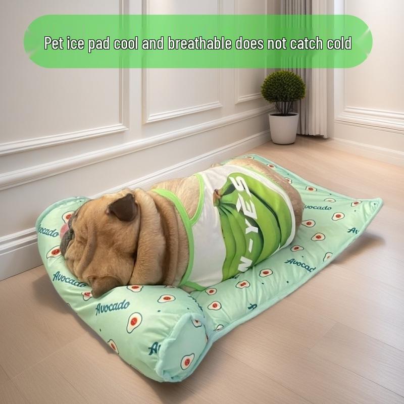 Охлаждающий коврик из ледяного шелка для питомцев: Водонепроницаемый, Плетеная конструкция для кошек и собак, Всесезонный