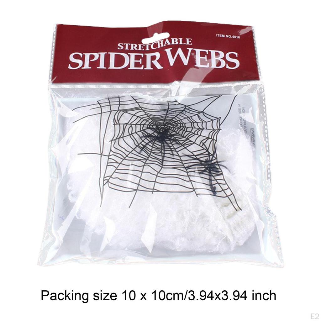 Halloween Spider Webs Decorations Stretchable Cobweb Super Practical Web with 2 Fake Spiders
