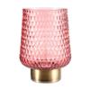 Lampe À Poser - Pauleen - Rose Glamour - Verre Rose - Socle Laiton - 210 Mm