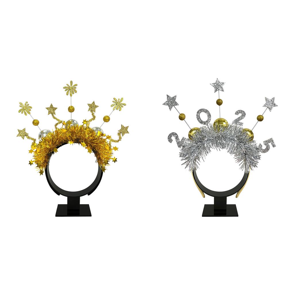 2025 New Year Eve Headband Glittering Garland Hairband Christmas Party Hairhoop Holiday Hairhoop for Festival Gathering