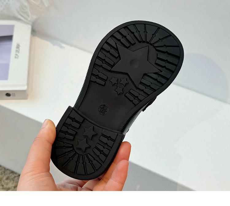 2025 Girls' Spring & Autumn Square Toe Loafers - Soft Sole, Non-Slip, Versatile Horsebit Buckle Leather Shoes