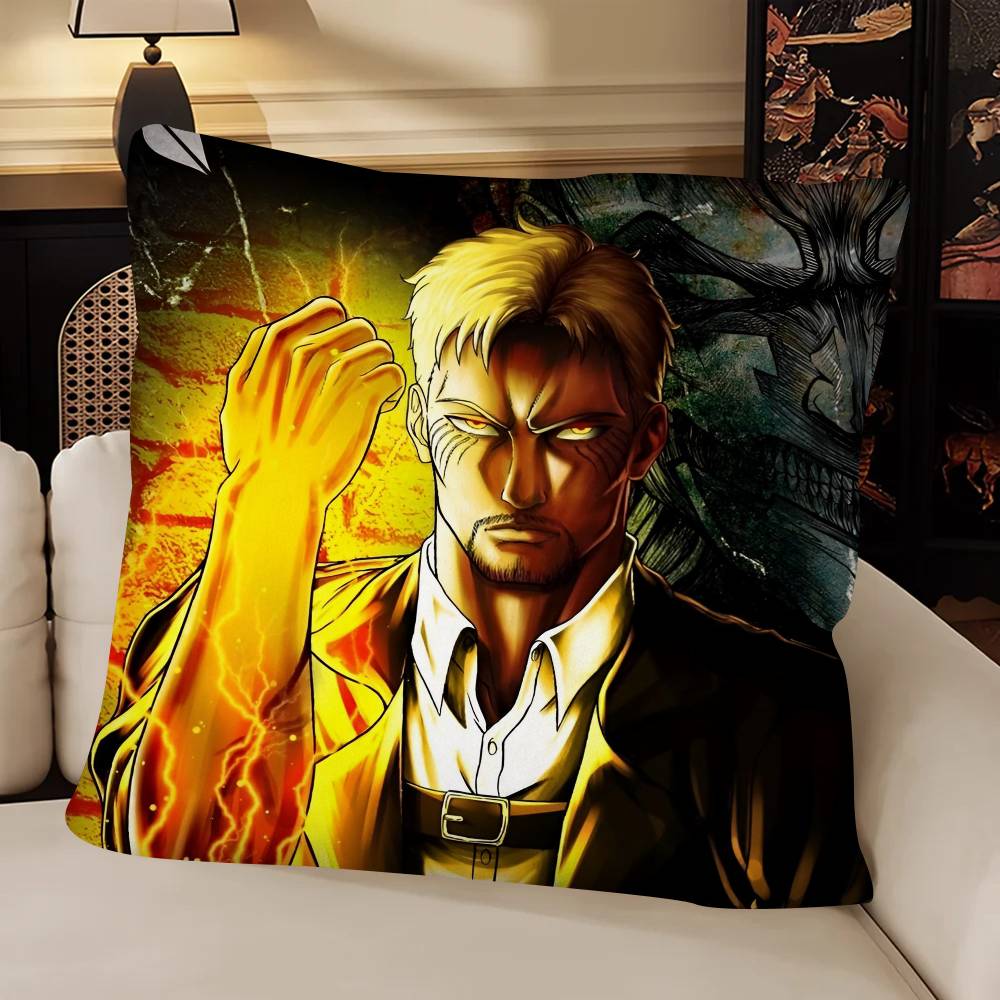 Anime RReiner Braun Pillow Case Fashion Square Pillowcase Bedroom Sofa Room Ins Decoration Leisure