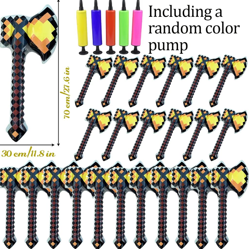 12-72Pcs Inflatable Weapons for Kids Pixel Diamond Swords Inflatable Swords for Theme Party Birthday Halloween Party Cosplay
