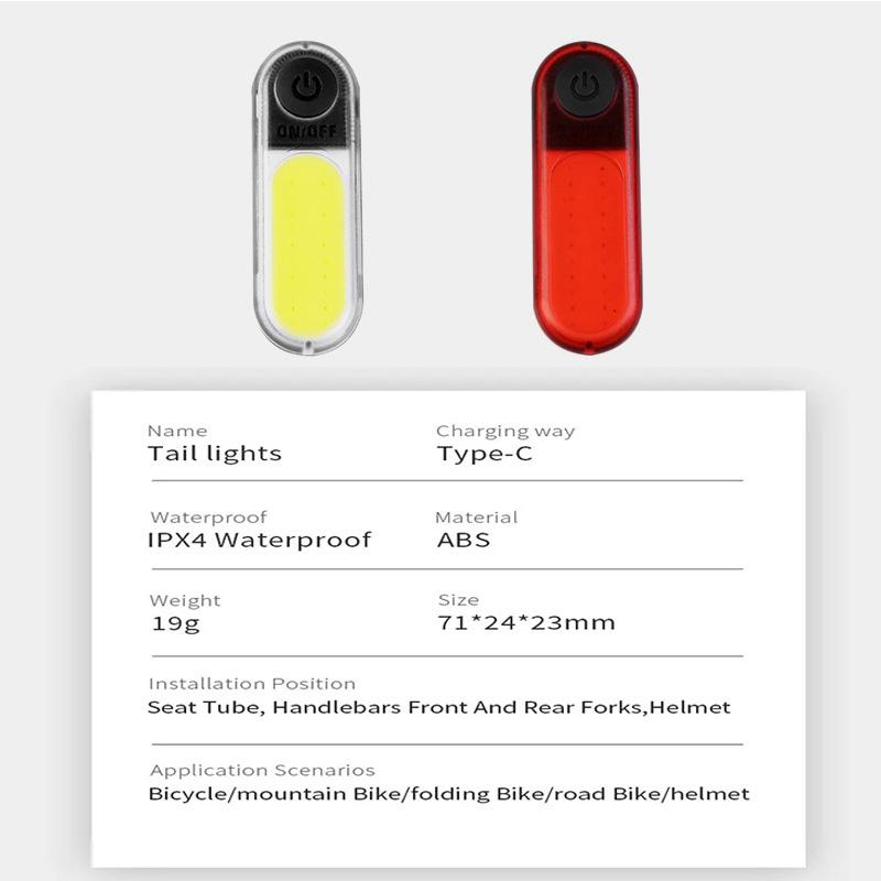 Велосипедные задние фонари Type-C Сверхъяркие Задние фонари для шоссейного велосипеда Водонепроницаемые USB-перезаряжаемые Велосипедные MTB фонари