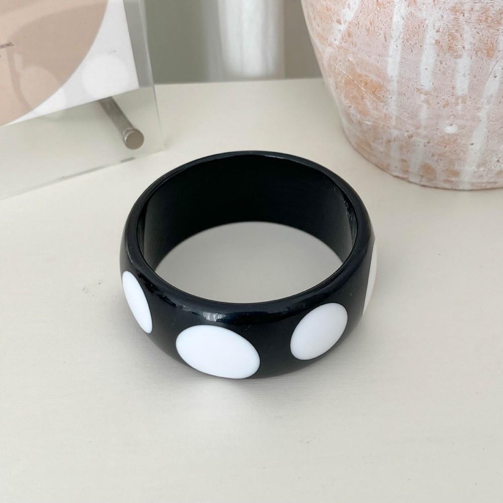 Hip Hop Resin Polka Dot Bangles Round Wide Candy Color Bracelets Fashion Jewelry  Unisex