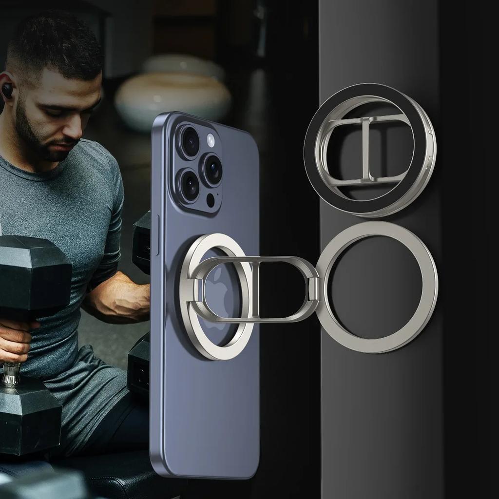 Двусторонний магнитный держатель для телефона Magsafe - Вращение на 360° и складной, подходит для крепления в автомобиле, беговой дорожки в спортзале и повседневного использования