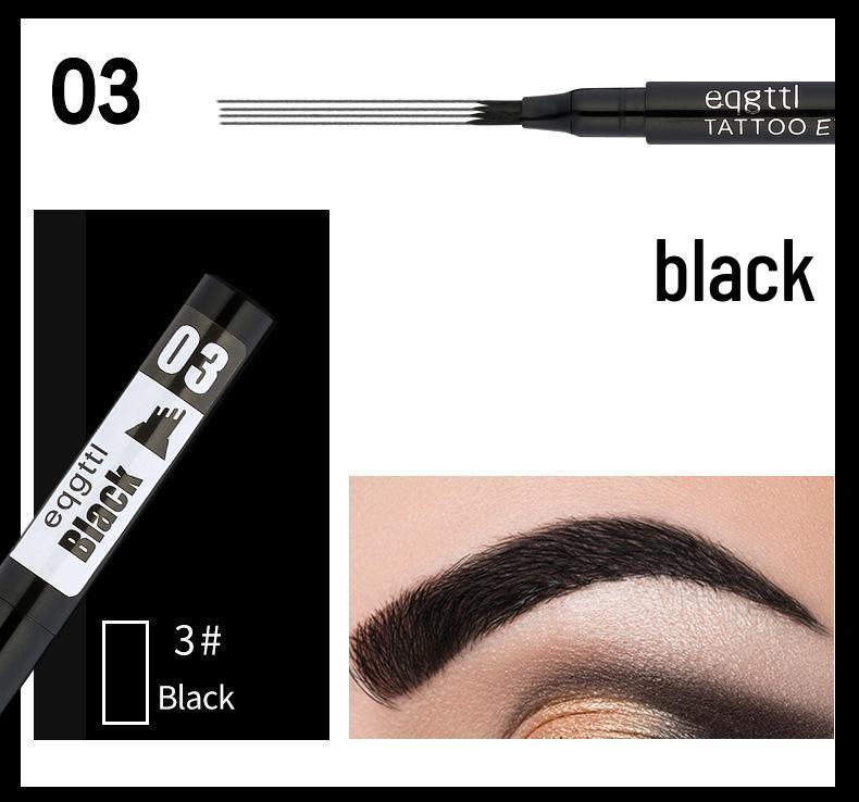 Стойкий 4-зубчатый жидкий карандаш для бровей черно-коричневого цвета для трансграничной торговли