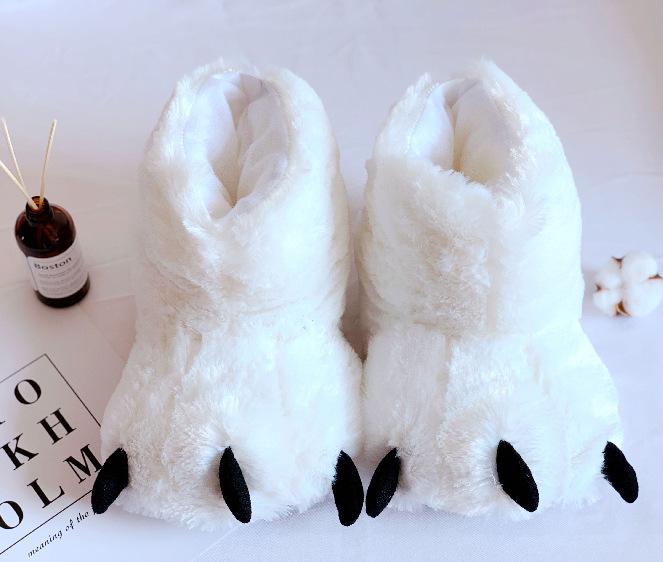 Plush Bear Paw Slippers - Cute, Warm Cotton Cartoon Design for Couples, Men & Women
