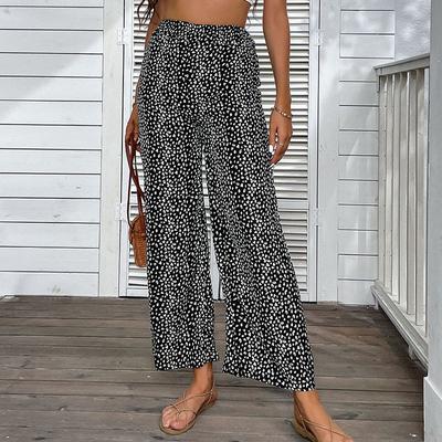 Женские черные широкие укороченные брюки