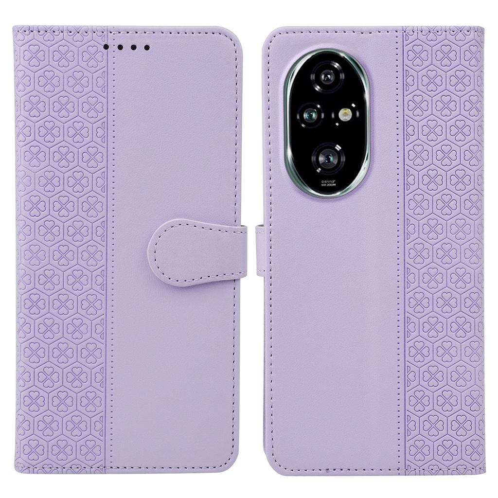 For Honor 200 Pro 5G Case Magnetic Clasp Four Leaf Clover Leather Phone Cover
