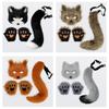 Novelty Simulation Fox Mask Gloves Dress Up Plush Animal Ears Mask Masquerade Party Tail Set Halloween Day