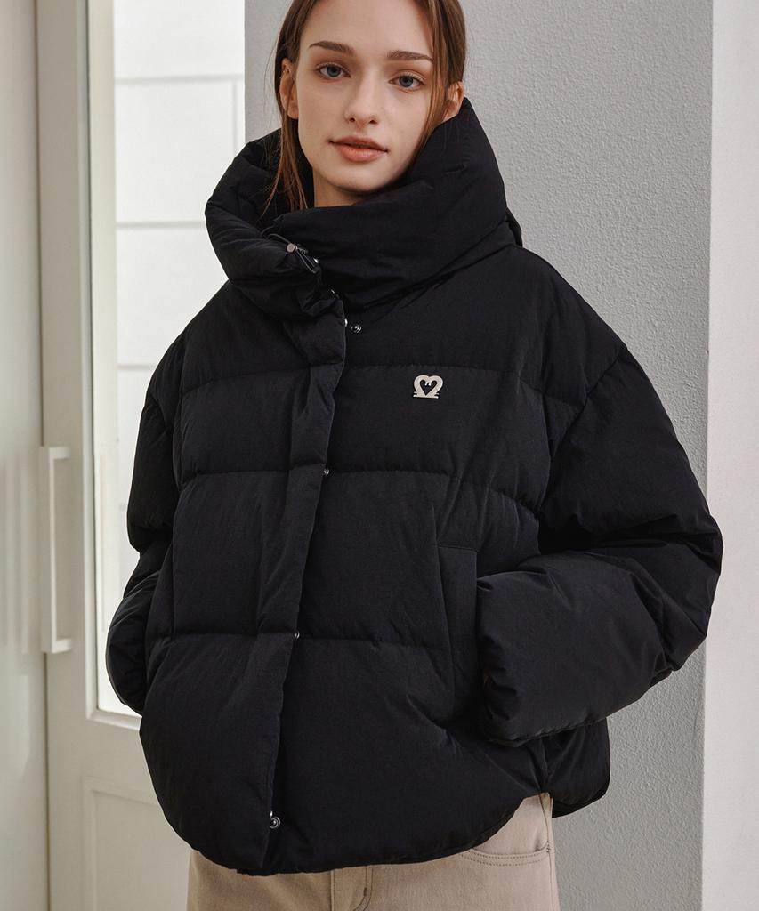 Maloupe 6313 Crop Hooded Down Jumper (Black)