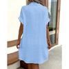 Fashion Short Sleeve Women Summer Shirt Dress New Elegant Lapel Loose Plus Size Simple Button Casual Party Dresses Single Breasted Women's Clothing