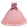 Girls Sequins Tulle Dress Sleeveless Bowknot Birthday Prom Princess Wedding Pageant Communion Party Long Ball Gown