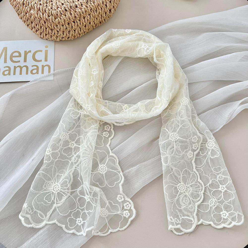 Retro Summer Sunscreen Shawl Korean Version Silk Headband Literary Women's Lace Scarf
