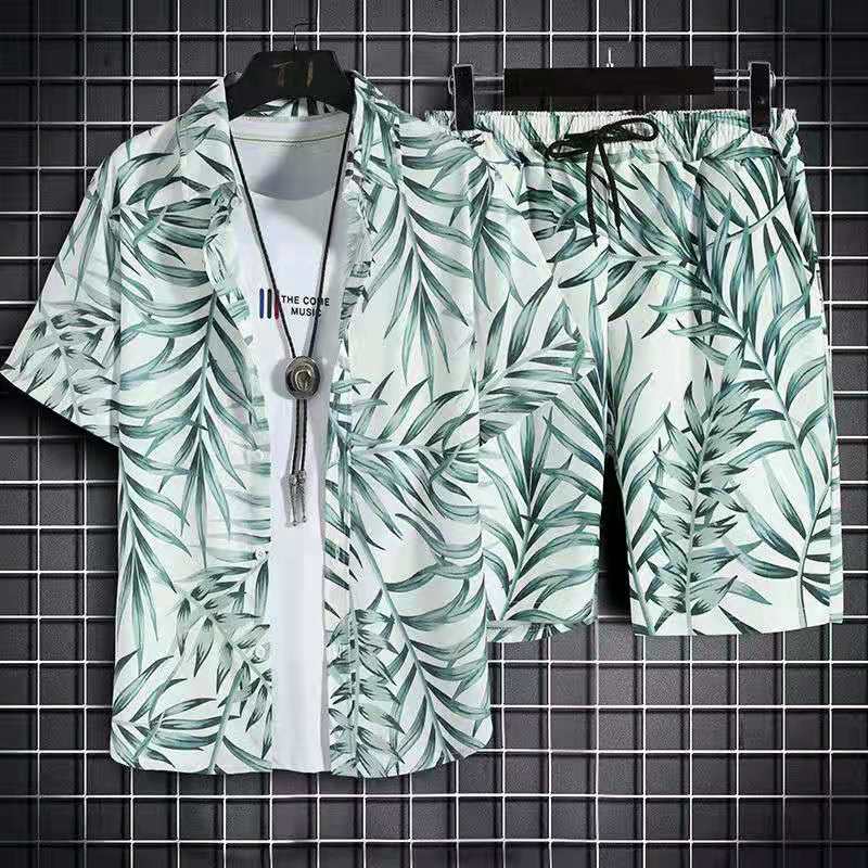 Летний пляжный костюм, мужские свободные повседневные спортивные быстросохнущие пляжные брюки, рубашка, костюм для пары