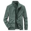 Autumn and Winter New Men's Casual Large-size Fleece Jacket Men's Solid Color Stand-up Collar Casual Jacket