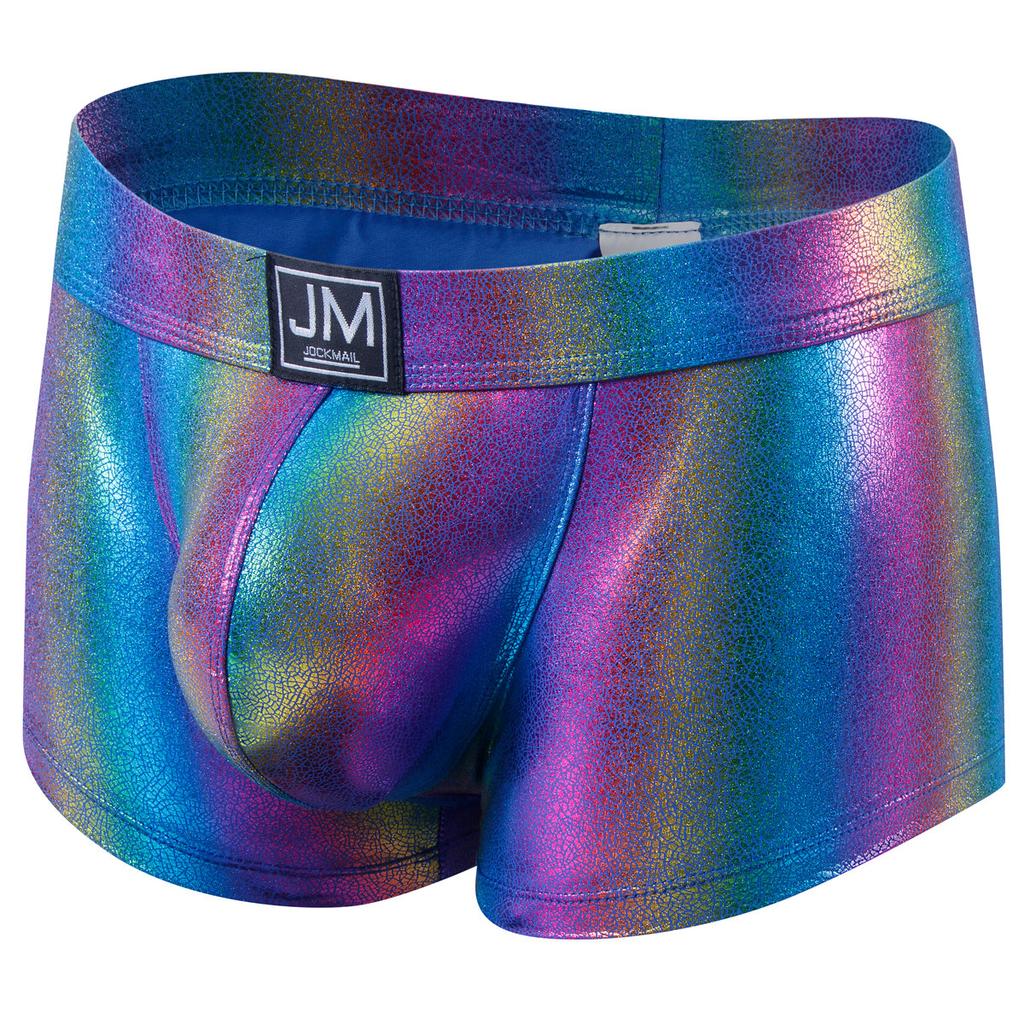 Боксеры JOCKMAL из материала, похожего на кожу, с глянцевой отражающей поверхностью, модные сексуальные мужские трусы-боксеры, мужские шорты для клубных вечеринок, нижнее белье